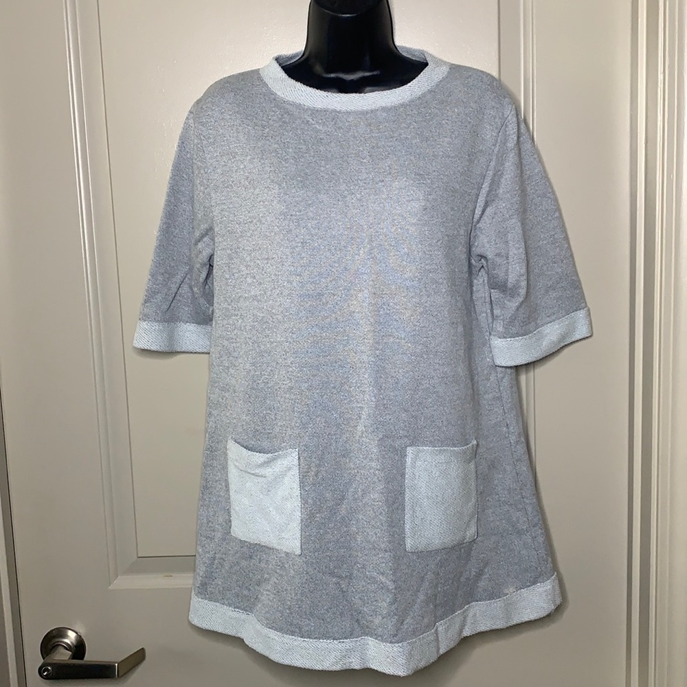 Gray Sweater Short-Sleeve Top
